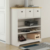 Wooden Side Cabinet 3 Tier Shoe Storage Cabinet Freestanding with Moveable Shelf