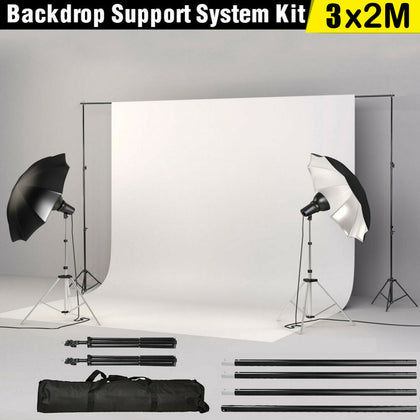 2x3M Adjustable Photography Background Support Stand Photo Backdrop Crossbar Kit
