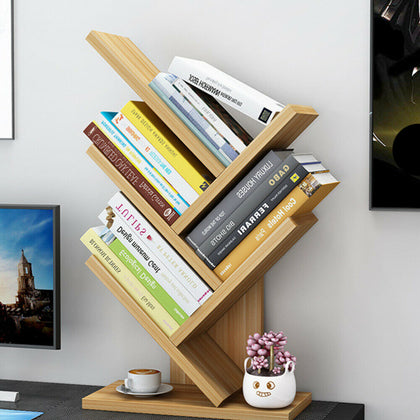 5Tiers Tree Bookcase Book Shelf Shelving Display Table Tidy Organizer Rack Stand