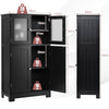 Bathroom Floor Cabinet Freestanding Storage Cupboard W/ 2 Tempered Glass Doors