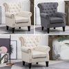Chesterfield Button Wingback Fabric Armchair Studs Chair Orthopedic Luxury Seat