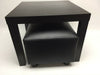 Footstool / Pouffe Small Box Stool Black faux leather British Made Fabric