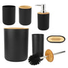6pcs Bathroom Accessories Set Bin Soap Dispenser Toothbrush Tumbler Bamboo