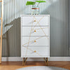 4 Drawer Storage Cabinet Chest of Drawer with Golden Hairpin Leg Bed Side Tables