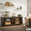 Modern Large TV Stand Media Storage Cabinet Shelf Shelves Metal Sideboard Unit