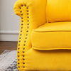 Yellow Linen Fabric Wing Back Armchair Button Studded Sofa Accent Cushion Chair