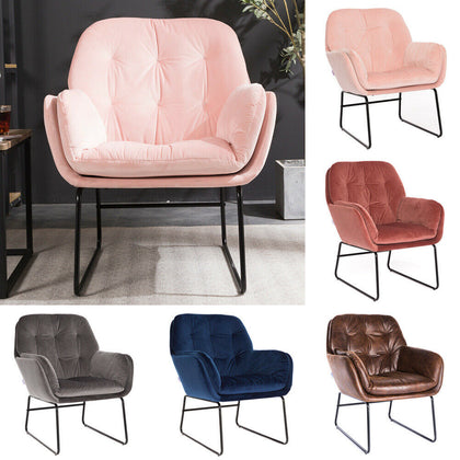 Distressed Nordic Vintage Velvet Armchair Lounge Chair High Back Sofa Fireside