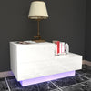 High Gloss Front Bedside Table Cabinet Nightstand White 2 Drawer RGB LED