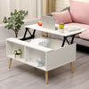 Lift Up Top Coffee Table Wooden Leg Storage Inside & Shelf Side Table