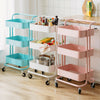 3/4 Tier Kitchen Trolley Cart With Handle Storage Rack Tray Shelf Rolling Wheels