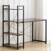 Vintage Rustic Computer Desk with 4 Tier Bookshelf Storage Unit Study Work Table
