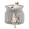 Wicker Handmade Willow 2Tier Bunk Basket Pet Cat Pup Bed House w/ 2 Soft Cushion
