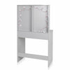 Dressing Table Stool Set LED Light Mirror Vanity Table Large Drawers Light Grey