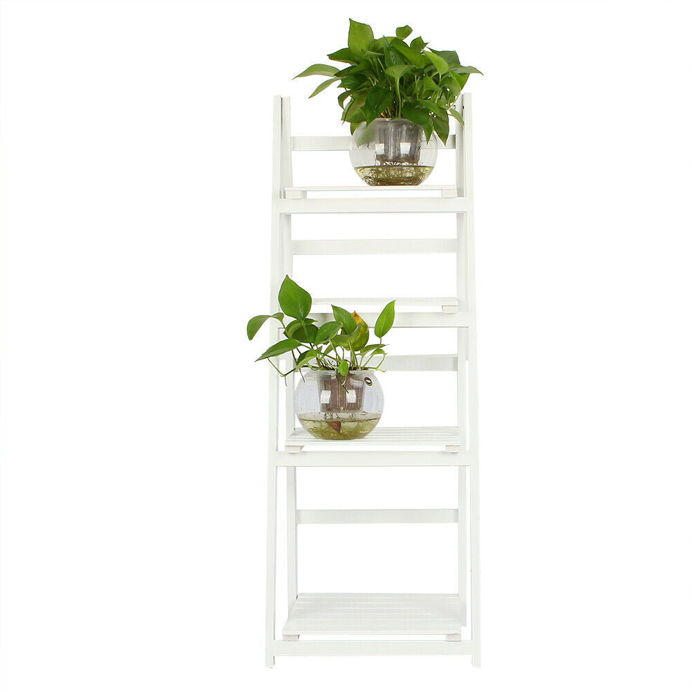4 Tier Wooden Ladder Folding Book Shelf Stand Plant Flower Display Shelving UK