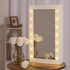 LED Lights Wooden Jewellery Cabinet Wall Mirror White Box Case Battery Operated