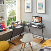 Black L-shaped Computer Desk Corner Table Workstation Office Study Furniture