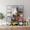 Mondeer Grey/Black Canvas Wardrobe Storage Organiser Hanging Rail Fabric