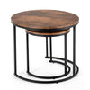 Set of 2 Round Nesting Coffee Table Compact Stacking Side Tables Space-saving