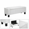 Bedroom Storage Bench PU Leather Seat Ottoman Hallway White