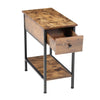 Narrow 2-Tier Side End Table with Drawer Open Shelf Wood Desk Storage Nightstand