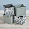Folding 2 Grey 2 Floral Square Storage Utility Box Fabric Cube 4pc Basket Set