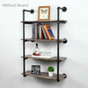 2Pcs 4 Tiers Industrial Floating Iron Pipe Shelf Retro DIY Wall Mounted Bracket
