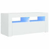 Modern White TV Unit Cabinet Stand 90cm High Gloss Doors with Free LED Lights