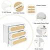 Chest of Drawers 3 Rattan Drawers White Storage Cabinet Home Bedroom Furniture