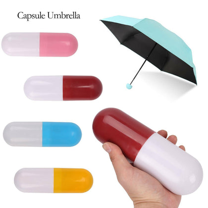 Mini Pocket Capsule Umbrella Sun Anti UV 5 Folding Rain Windproof Compact Case