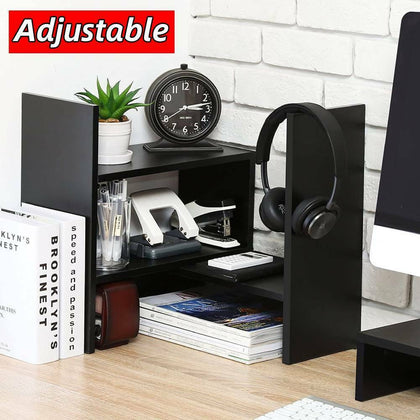 Adjustable Bookshelf Bookcase Desk Storage Shelf Organizer Display Rack Holder