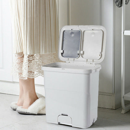 Duo Double Recycling Bin 2Section Compartment Kitchen Rubbish Waste Food Dustbin