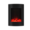 Black Wall Mounted Curved Vertical Electric Firelplace Media Wall with LE AGL048