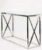 Glass Console Table Chrome Stainless Steel Modern Tempered Glass Living Room