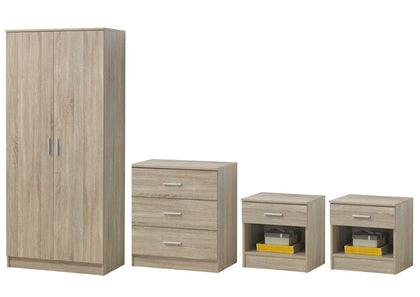 4 Piece Bedroom Furniture Set Wardrobe Chest Drawers 2 Bedside Table Sonoma Oak