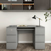 Computer Desk Desktop Laptop PC Table Workstation Drawers Home Office White/Grey
