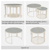 Round Nesting Coffee Tables Set of 2 Glass Top Side End Tables with Metal Frame