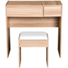 Dressing Table Set Cushioned Stool Flip-up Mirror Drawer Chipboard Wood