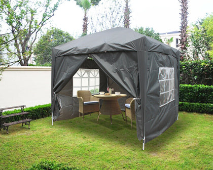 Garden Pop Up Gazebo Marquee Party Tent Canopy with Silver Layer Grey 2x2m