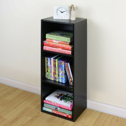 3 Tier Wooden Black Cube Bookcase Storage Display Unit Modular Shelving/Shelves