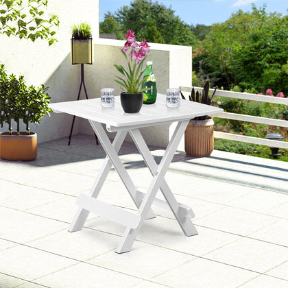 White Plastic Folding Side Table Bistro Coffee Garden Small Coffee Table Outdoor