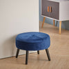 Round Footstool Ottoman Velvet Stool Padded Seat Footstool Wooden Legs Furniture