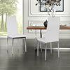 Glass Dining Table with 4 Faux Leather Chairs High Back Padded Seat Kitchen Cafe