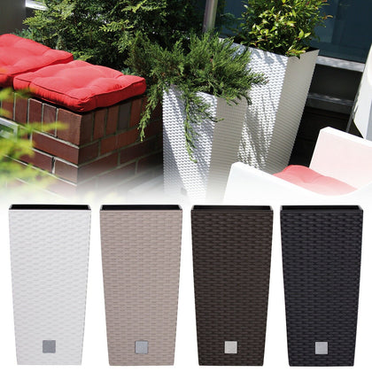 Square Rattan Elegant Tall Large Plant Pot Flower Indoor Outdoor Garden Planters