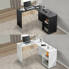 L-Shaped Home Office Desk Corner Computer Desk Black/White for Home Study Work