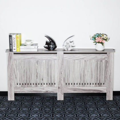 Modern Grey Radiator Cover Wall Cabinet MDF Wood Grill Shelf Vertical Bars XL