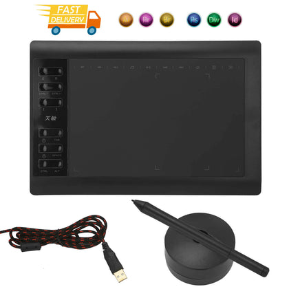10x6 inch Digital Graphics Drawing Tablet Artist Board Pad W/ 8192 Pen Pressure