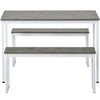 3PCS Dining Table and 2 Benches Set Kitchen Furniture Space-Saving Table Chairs