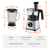 600W Food Processor Blender Chopper Juicer Dough Mixer 2 Speed & Pulse Kitchen