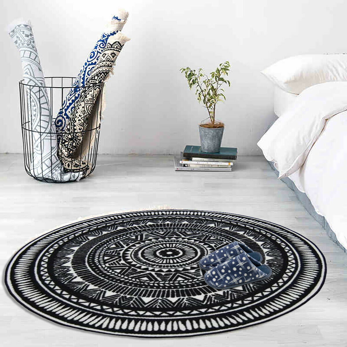 4 Sizes Round Non-slip Carpet Outdoor Floor Rug Mat Pads Geometric Acrylic