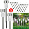 10 x STAINLESS STEEL SOLAR LIGHTS POWERED GARDEN POST PATH LED LAWN PATIO XMAS
